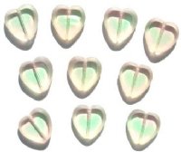 10 15mm Flat Cut Window Heart Beads Green\Pink 